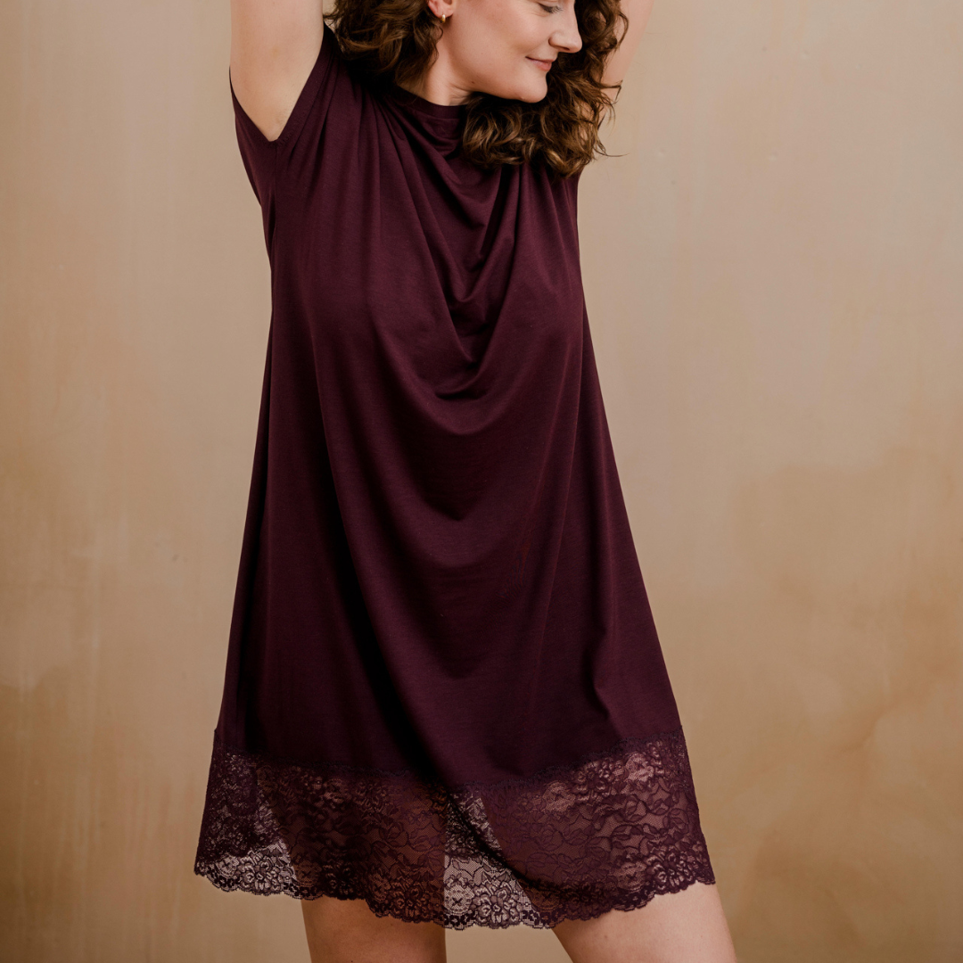Schlafkleid Wiebke - aubergine