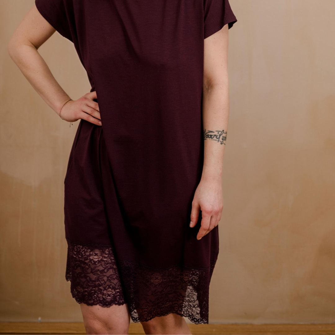 Schlafkleid Wiebke - aubergine