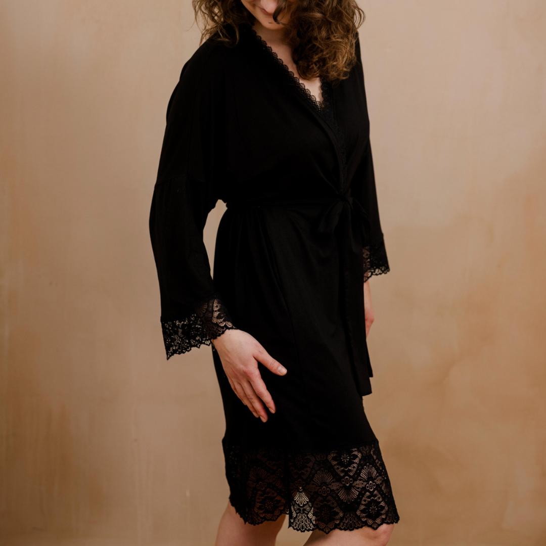 Morgenmantel Selena - schwarz