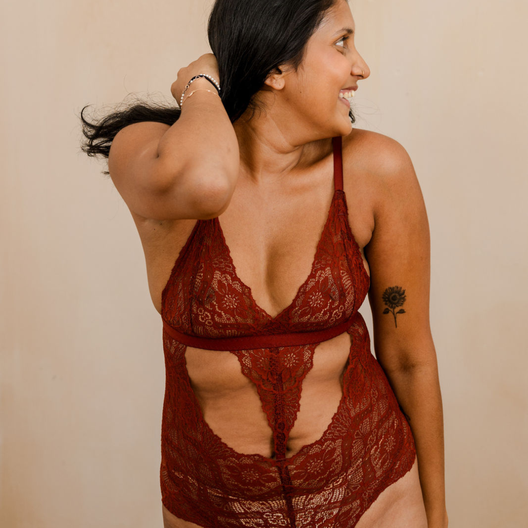 Lace bodysuit Josephine - Rust