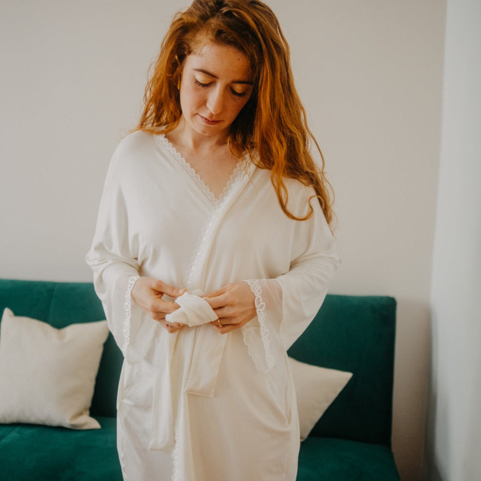 Morgenmantel Selena - elfenbein