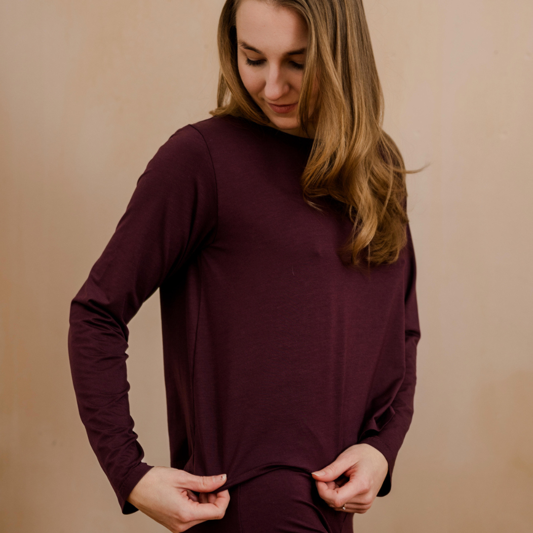 Langarmshirt Ute - aubergine