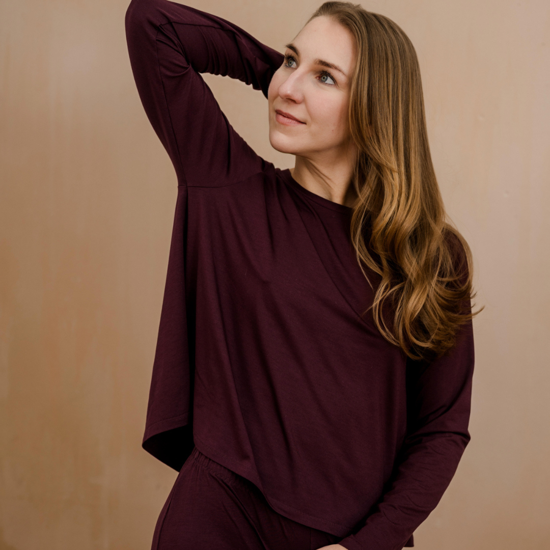 Langarmshirt Ute - aubergine