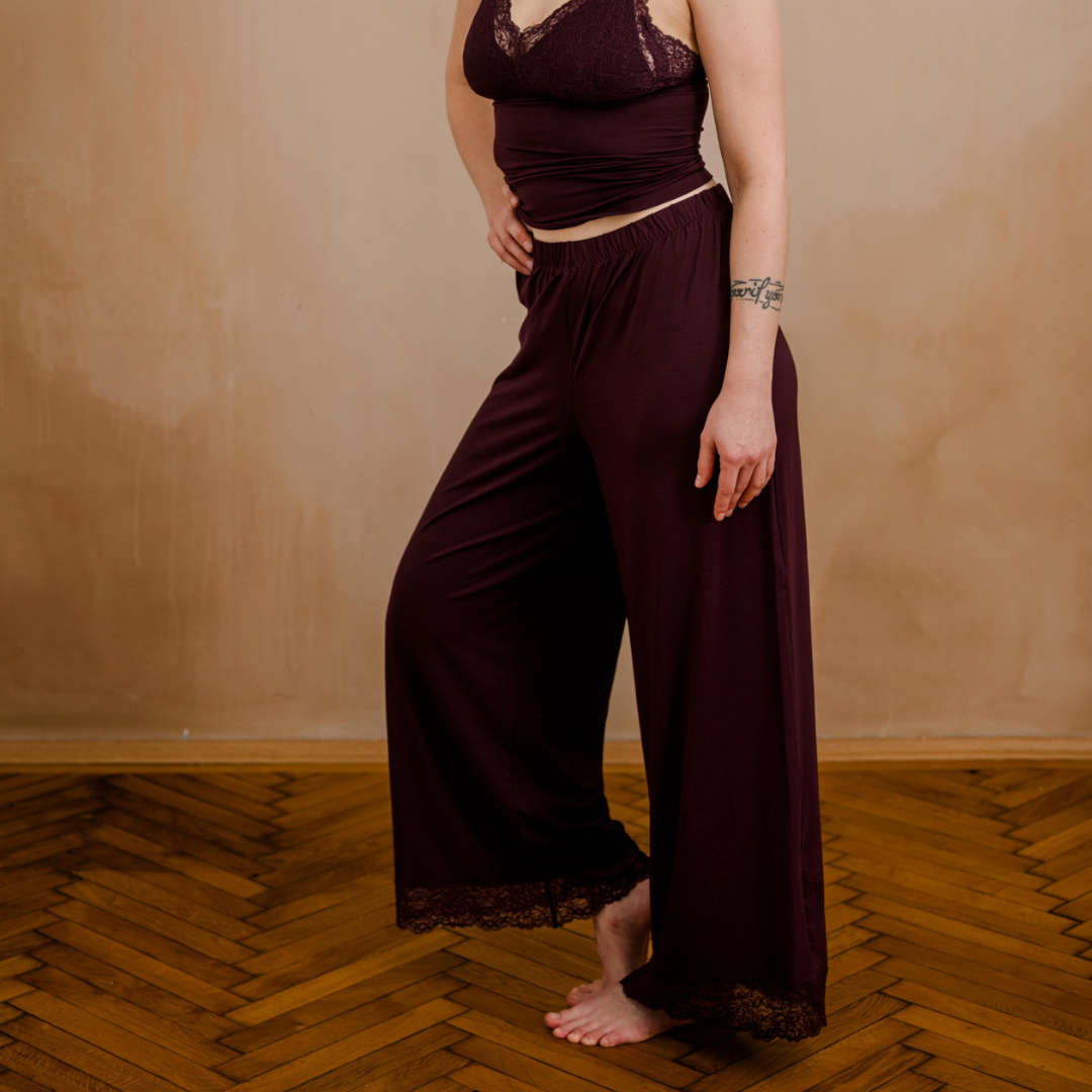 Schlafhose Svenja - aubergine