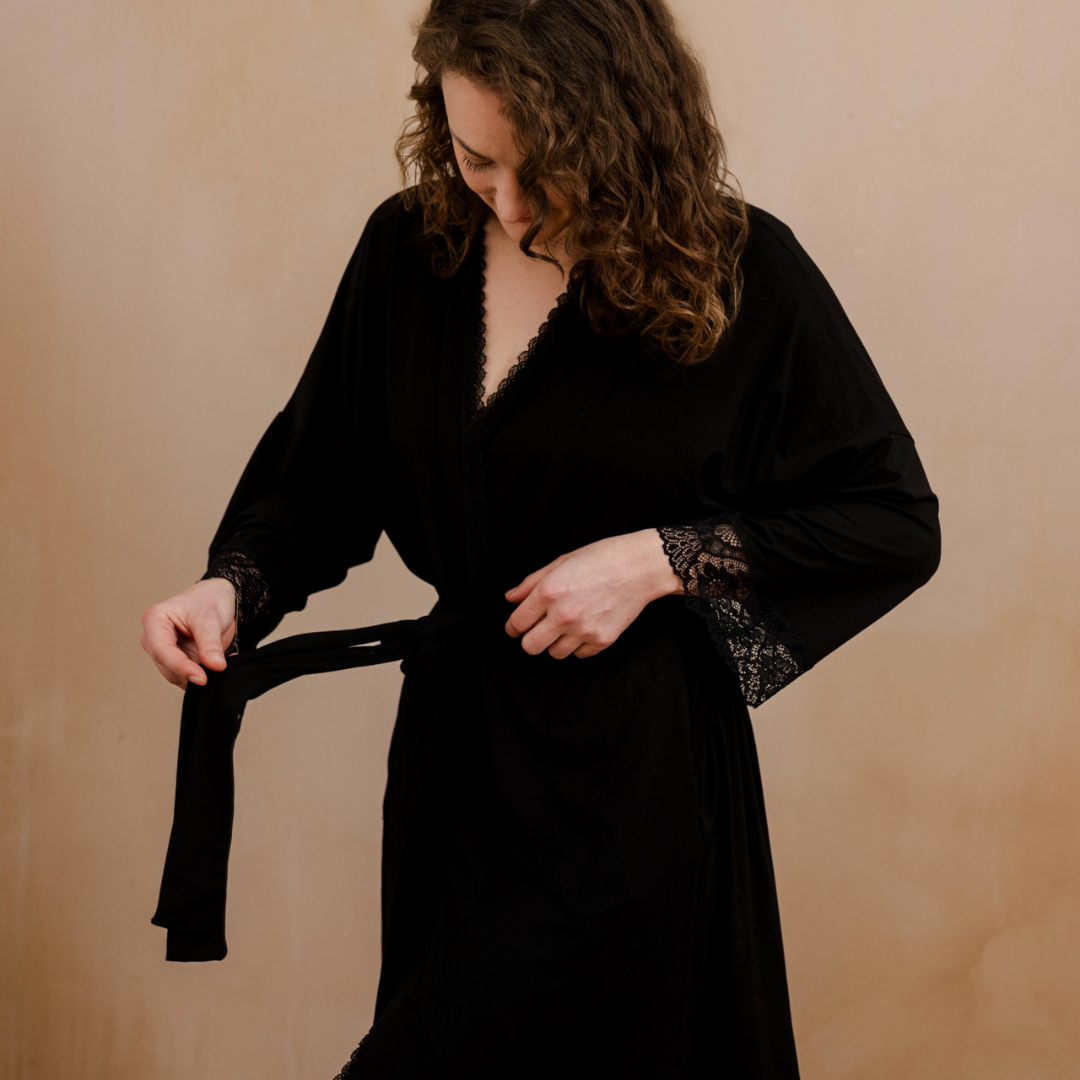Morgenmantel Selena - schwarz