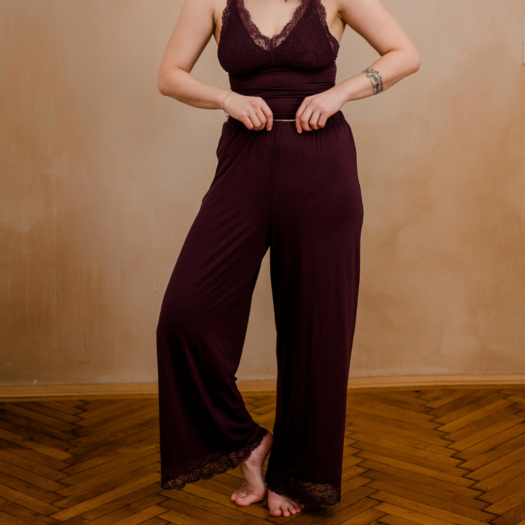 Schlafhose Svenja - aubergine