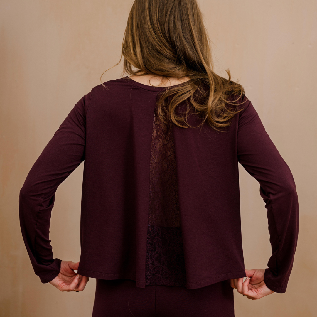 Langarmshirt Ute - aubergine