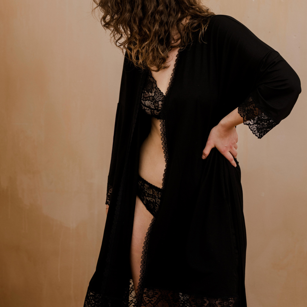 Morgenmantel Selena - schwarz
