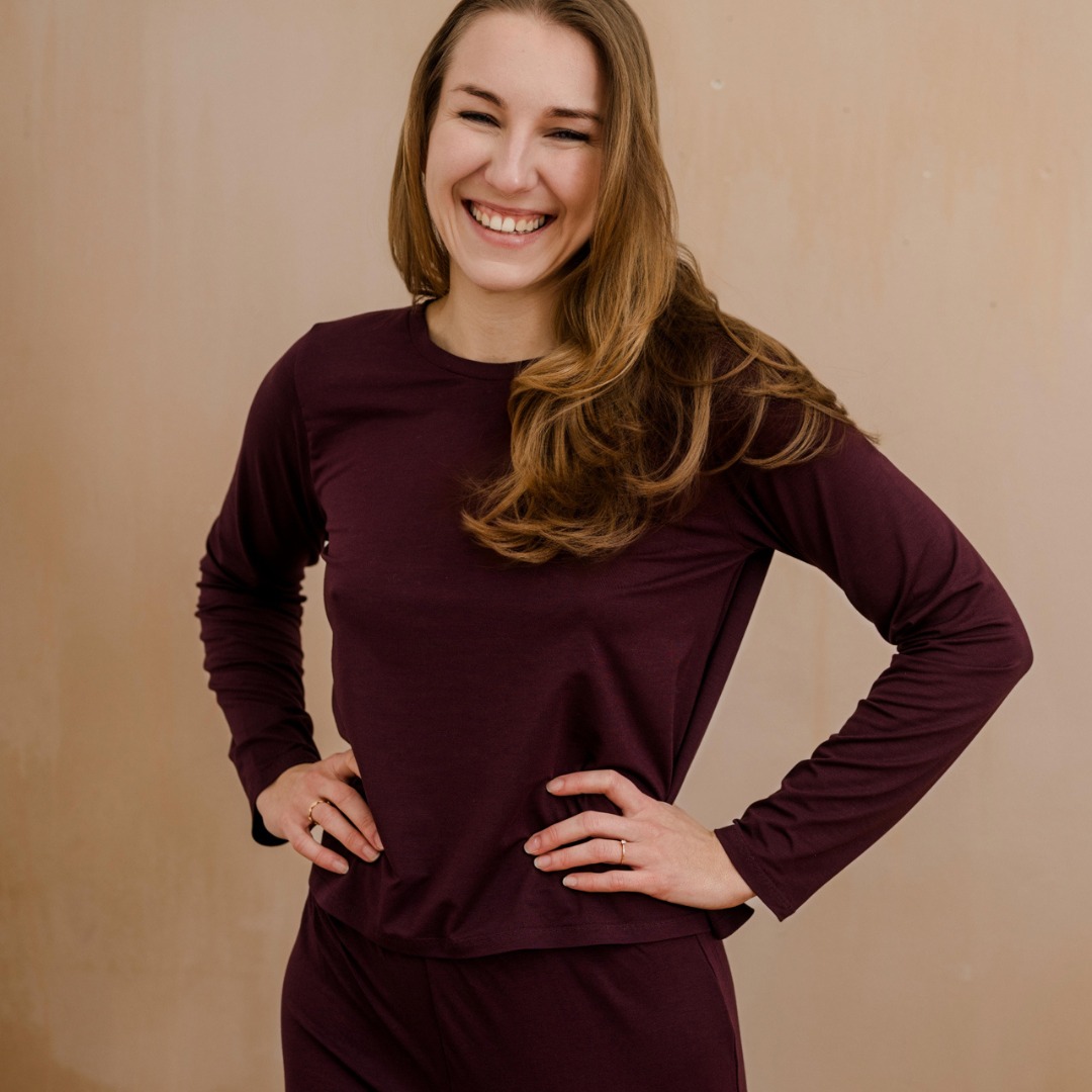 Langarmshirt Ute - aubergine