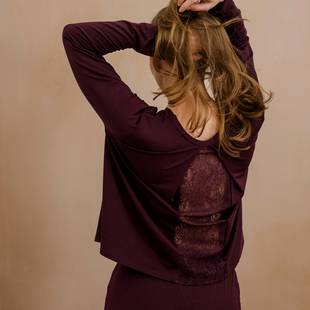 Langarmshirt Ute - aubergine