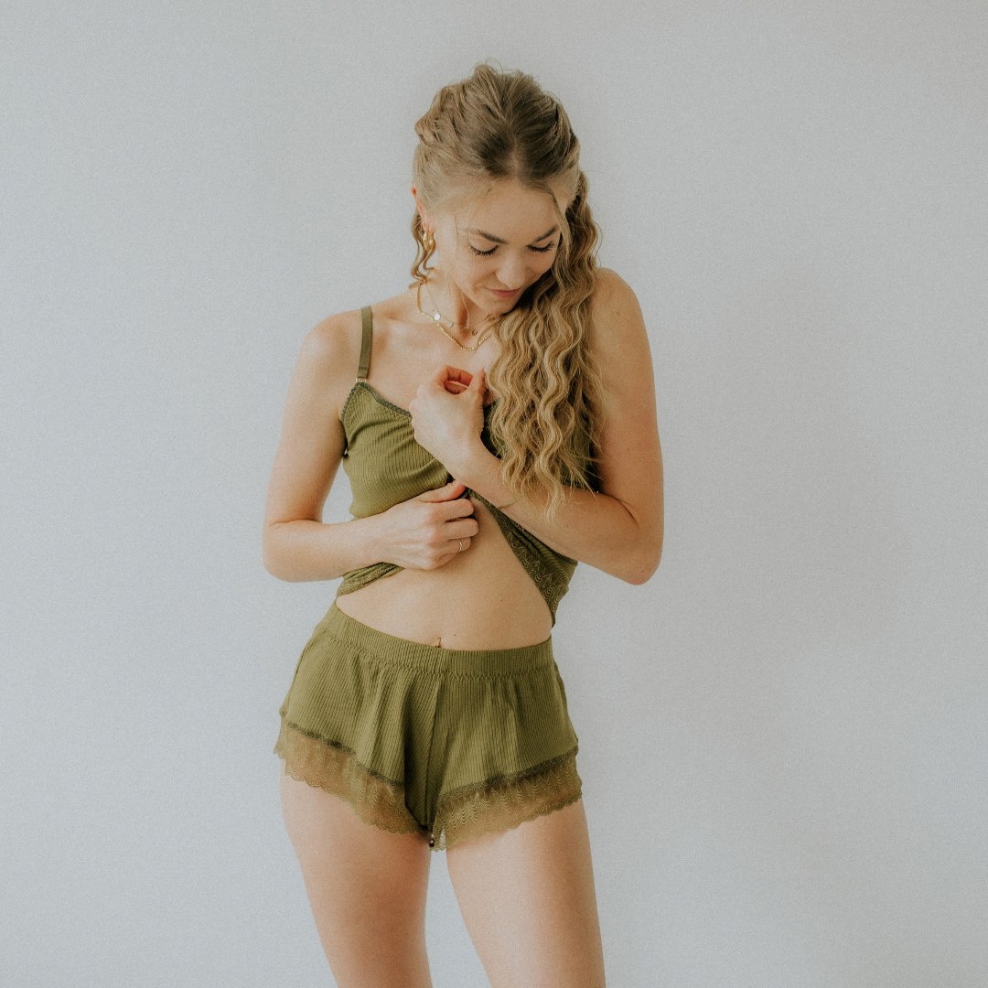 Rieke sleep shorts - olive
