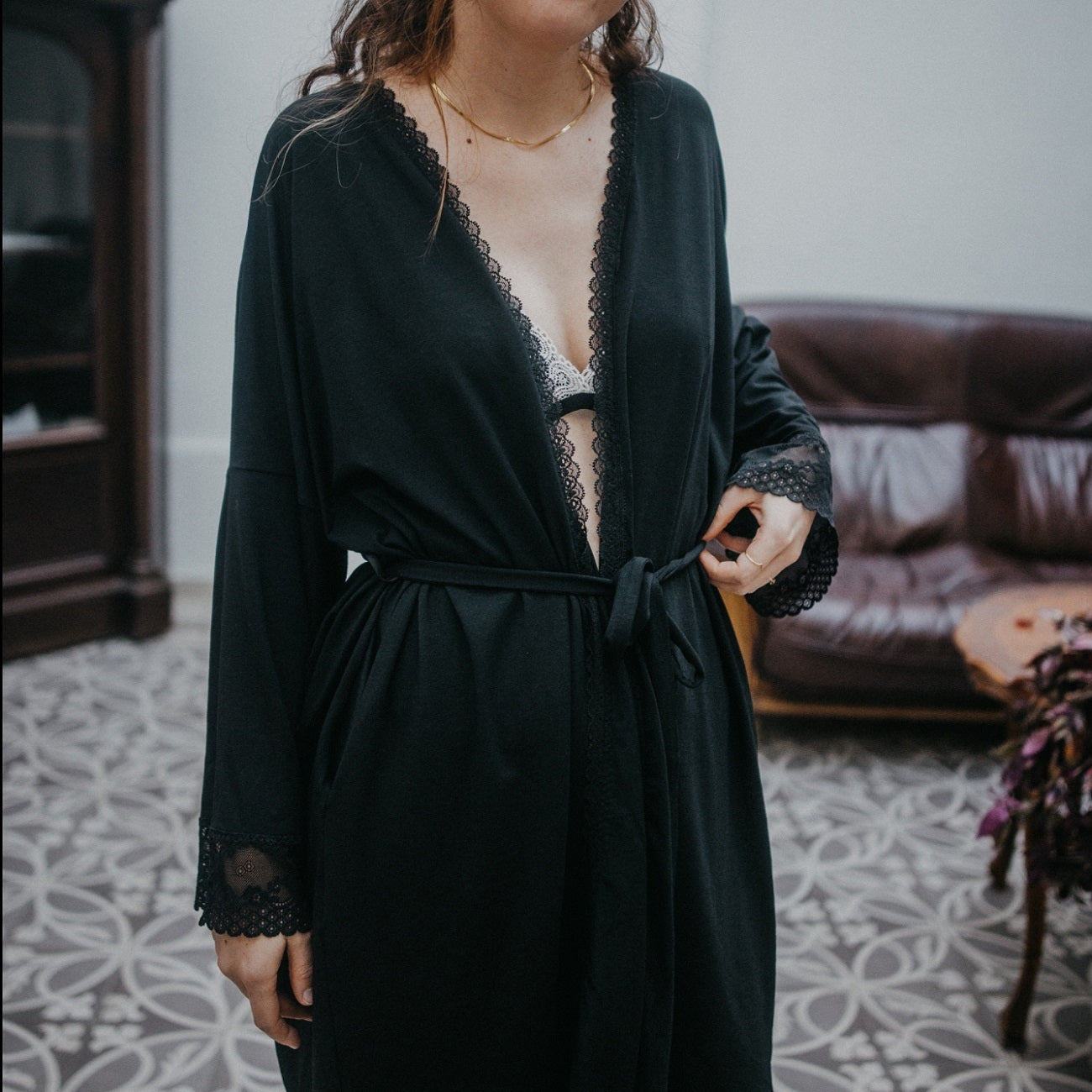Dressing gown Selena - black