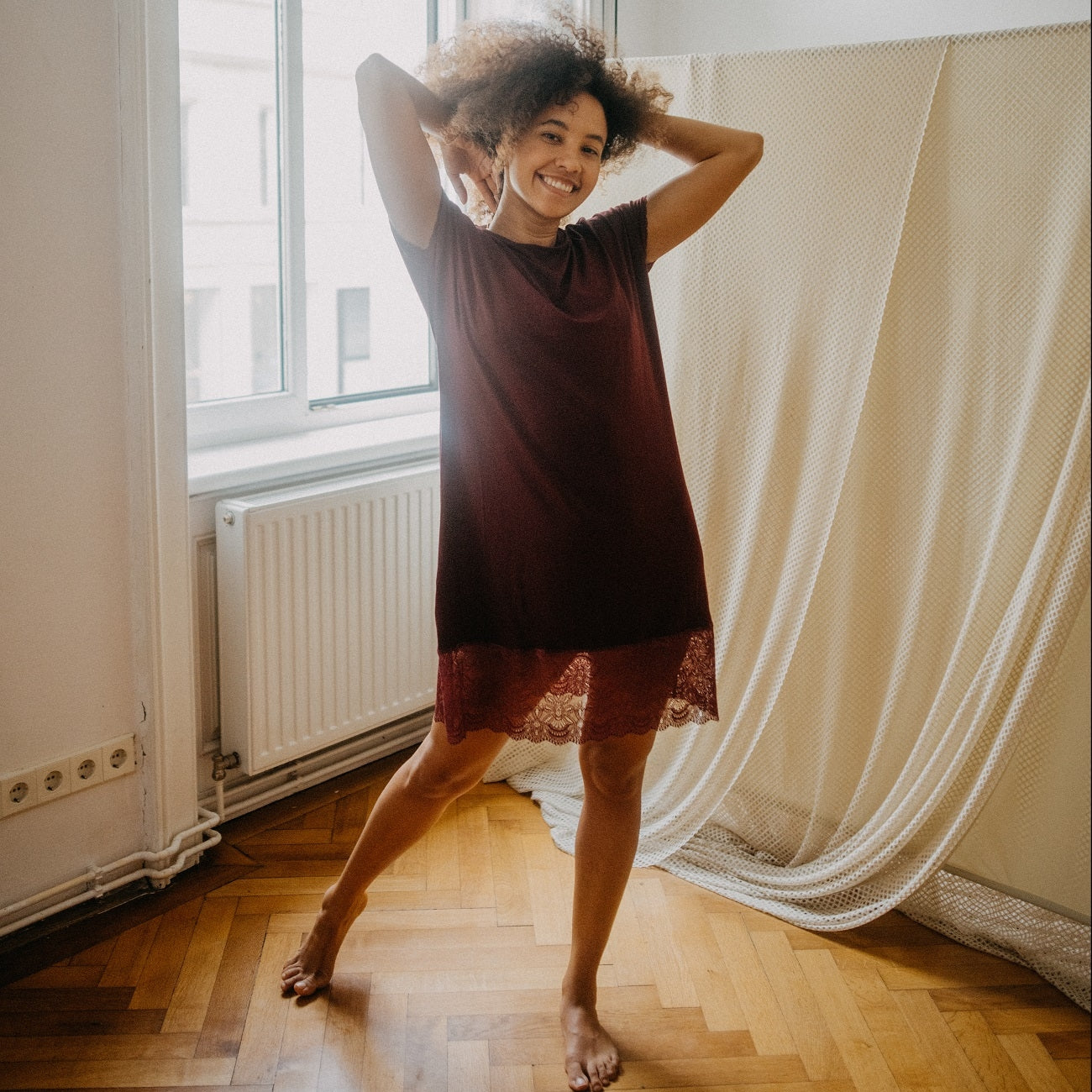 Schlafkleid Wiebke bordeaux